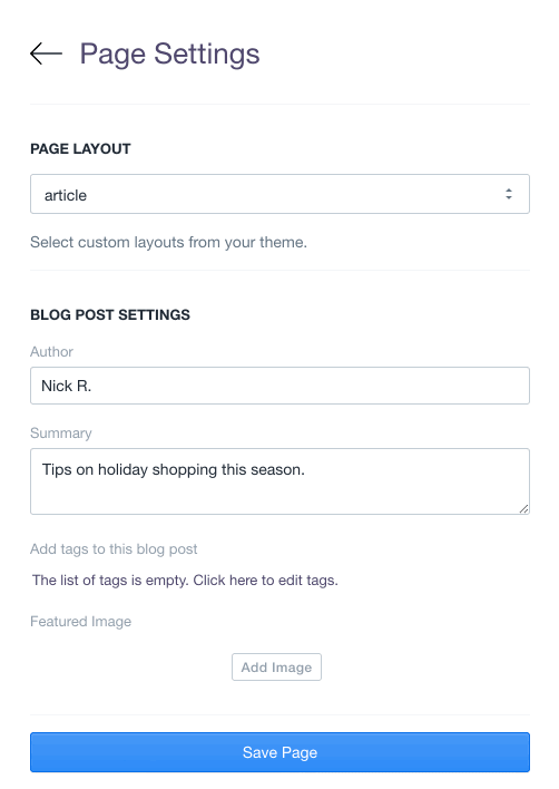 shogun page builder page settings article