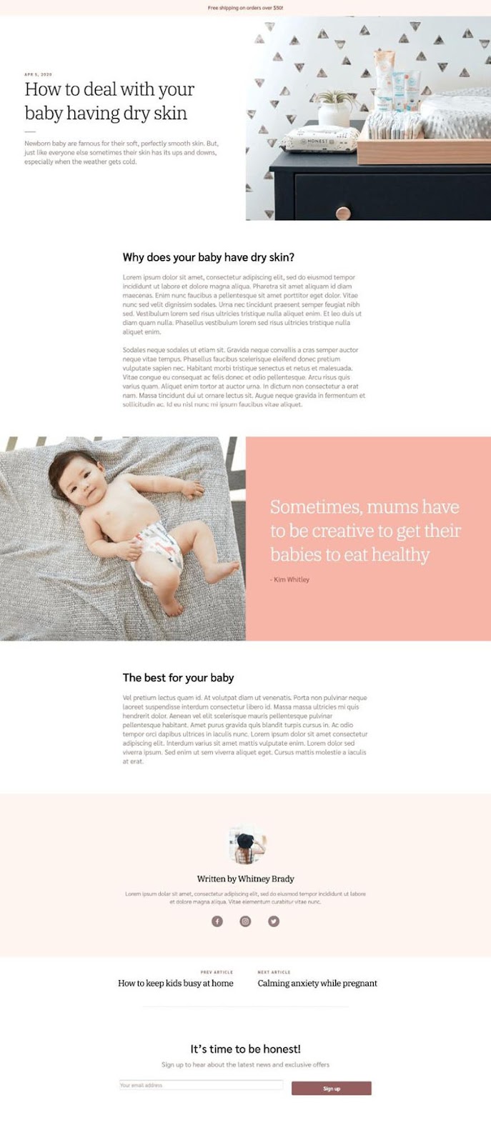 shogun page builder baby health blog template shopify