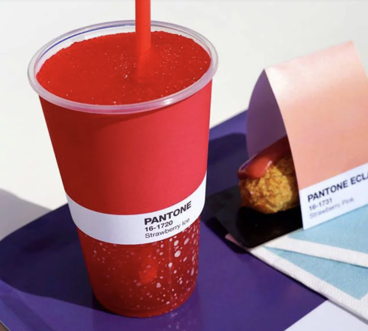 One of the beverages available for purchase at the Pantone Cafe pop-up shop