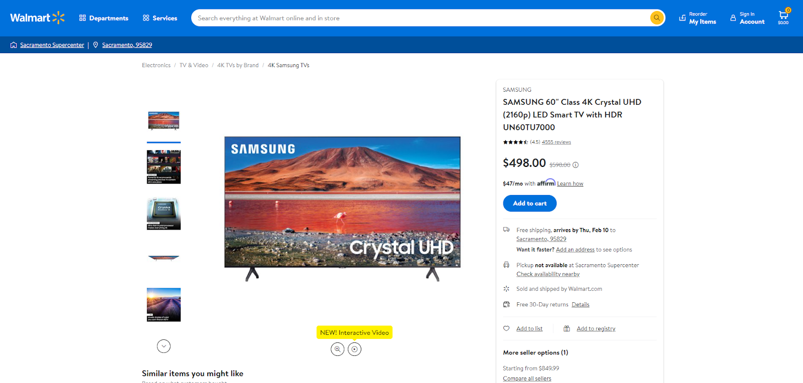 walmart television product page