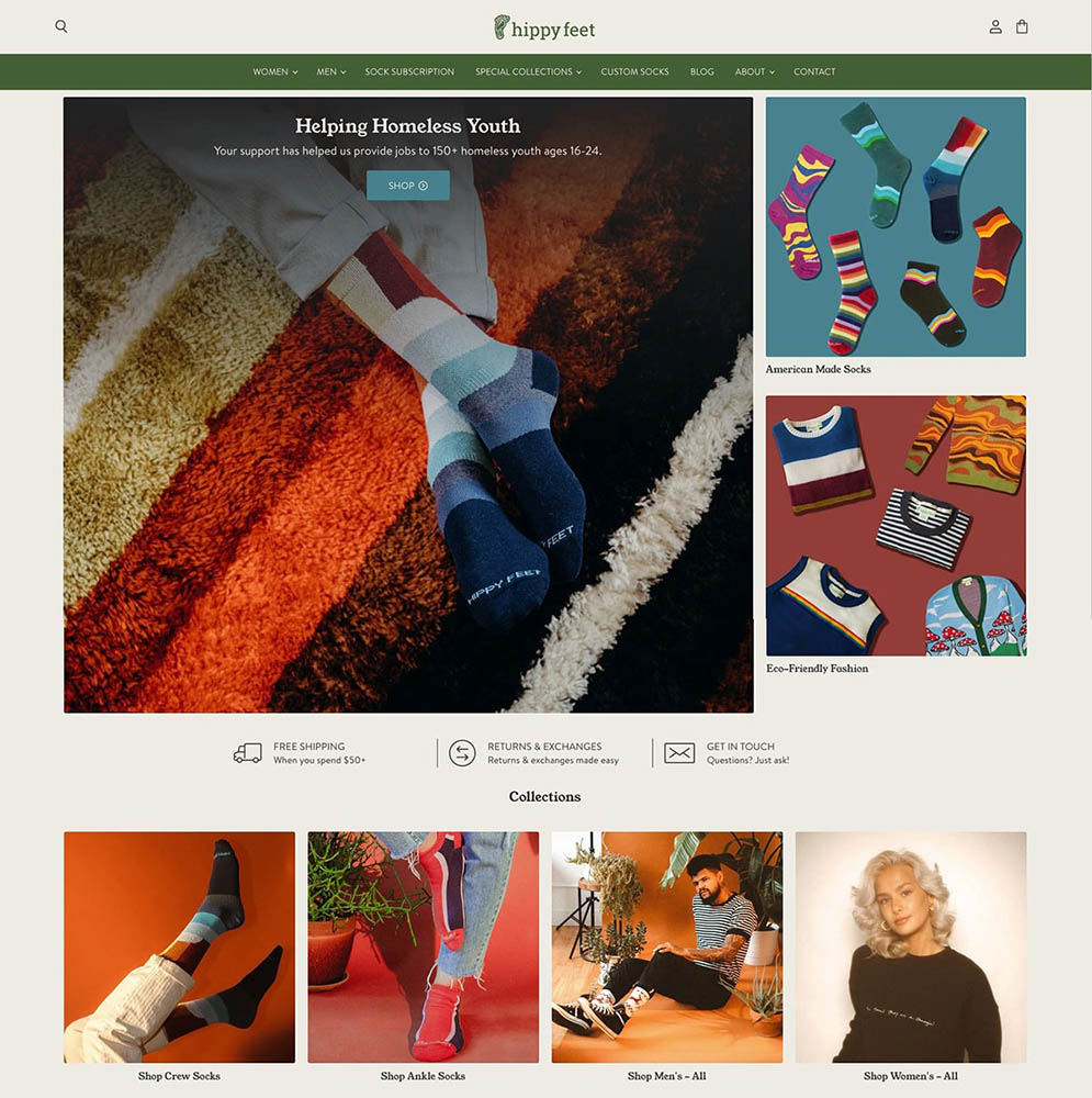 hippy feet homepage sock brand eco-friendly