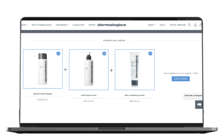 Product bundling on Dermalogica.com