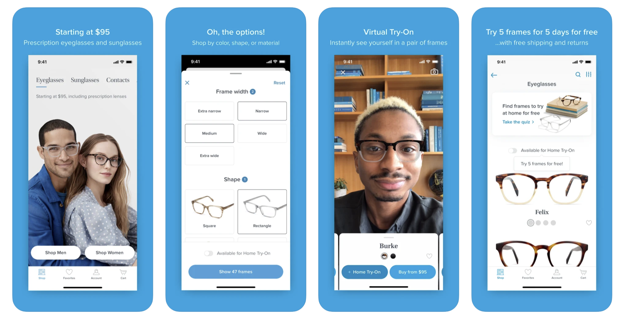 Warby Parker mobile app
