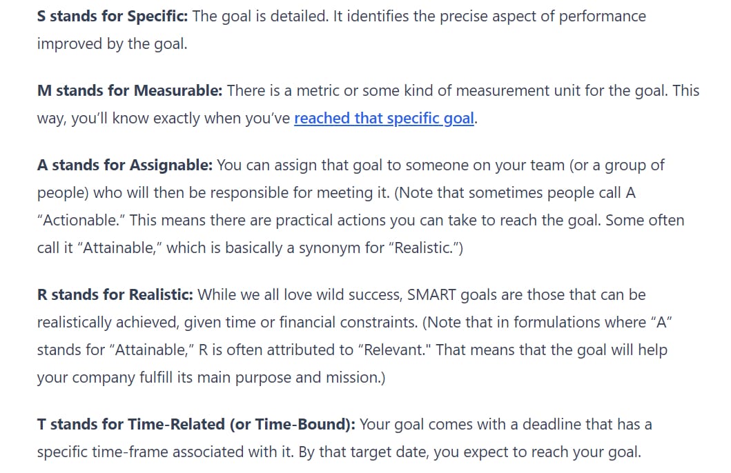 smart goals description