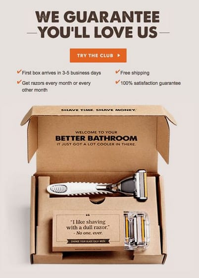 dollar shave club upselling email