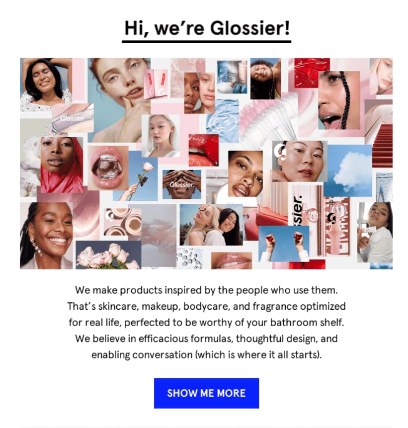 glossier welcome email