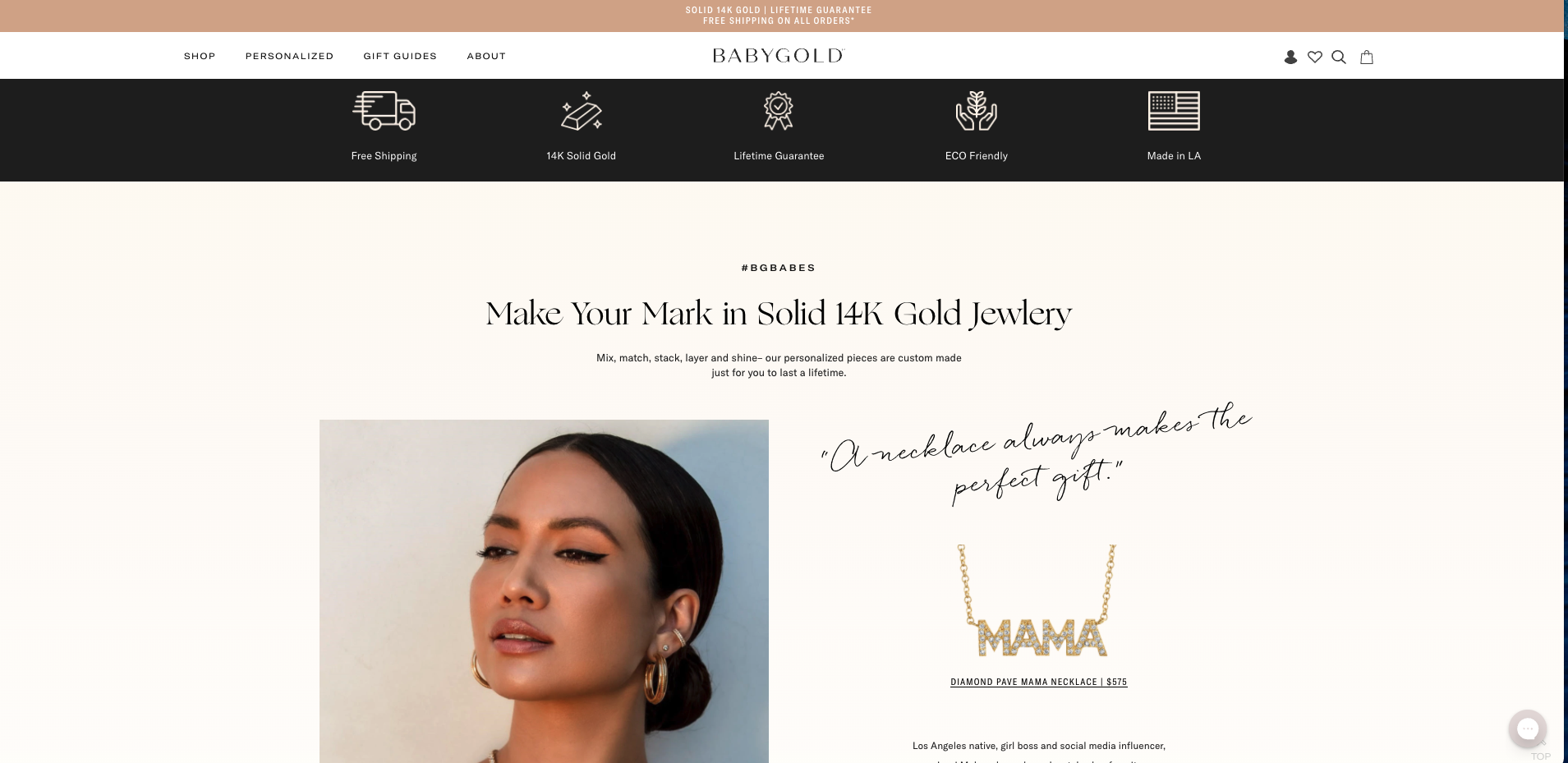 Babygold homepage
