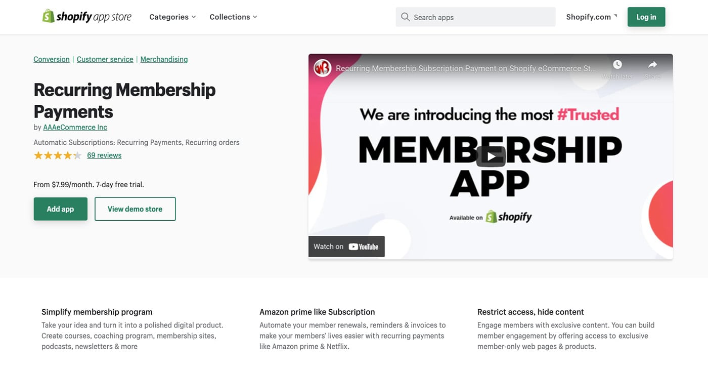 recurring membership shopify subscription app