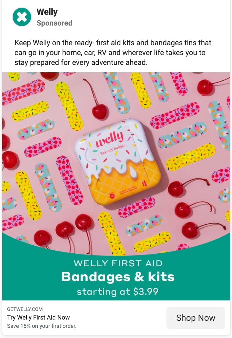 welly facebook ad first aid kits