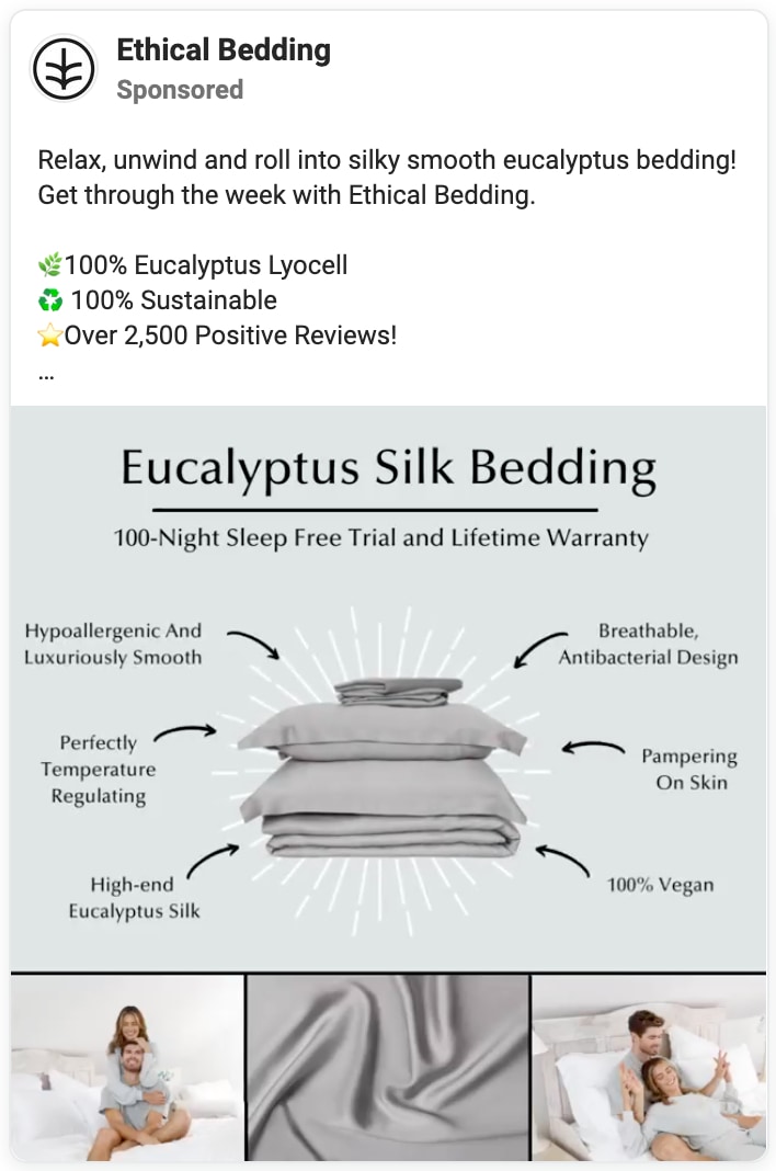 ethical bedding facebook ad video