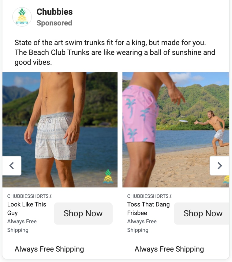 chubbies carousel facebook ad this guy