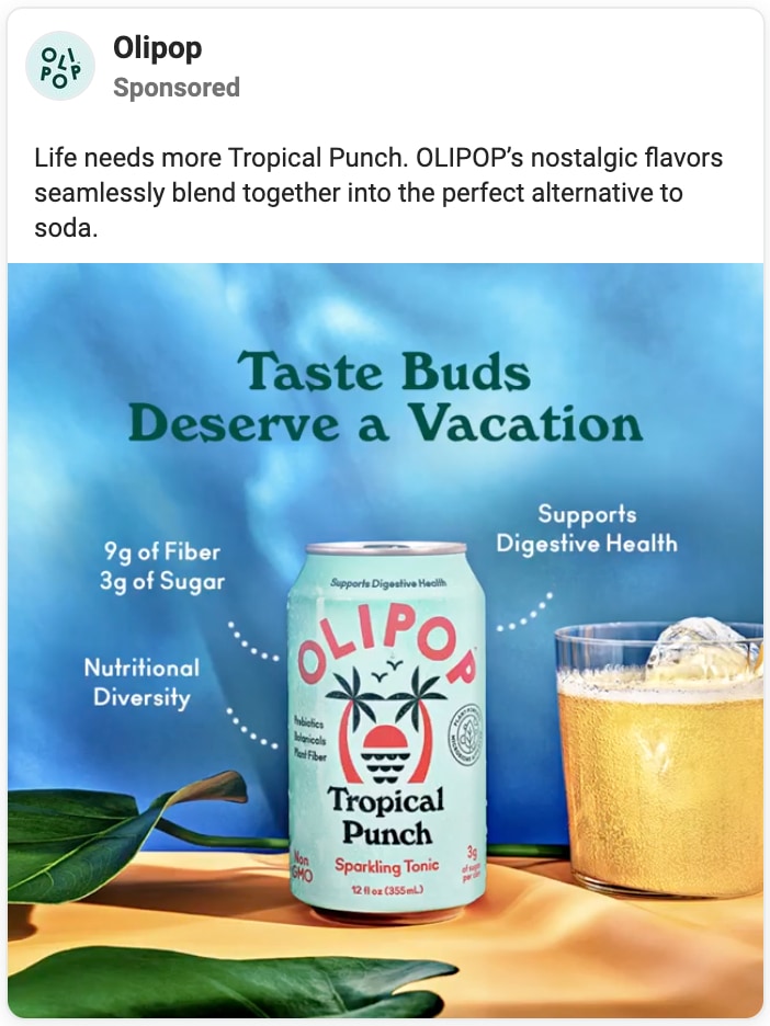 olipop tropical punch facebook ad