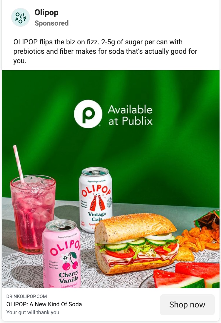 olipop facebook ad publix
