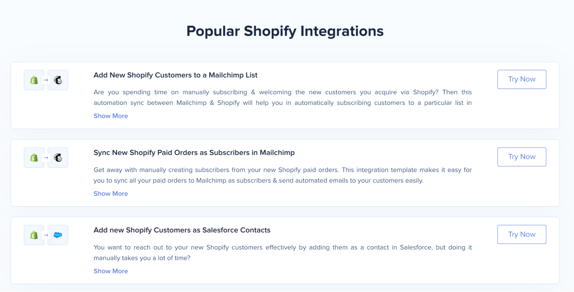Automate.io Shopify integrations