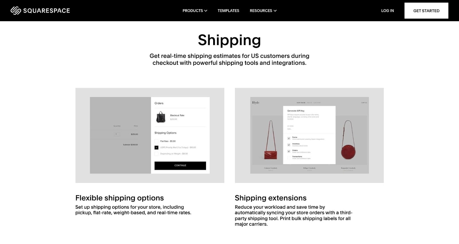squarespace shipping options