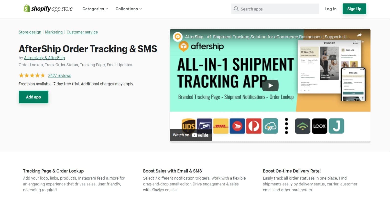 shopify shipping app aftership order tracking
