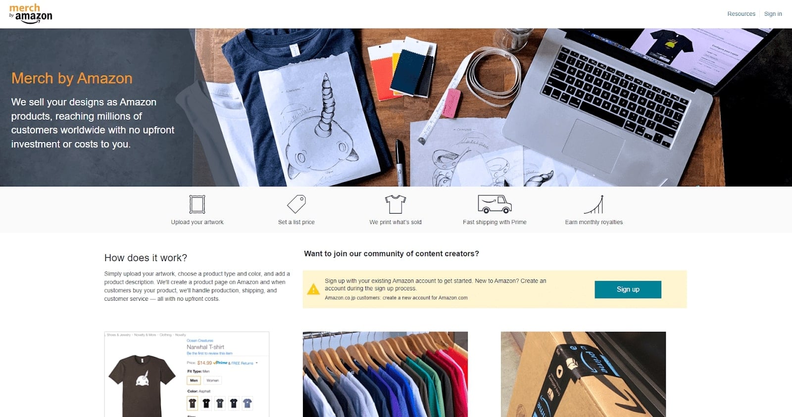 merch by amazon homepage best print on demand companies