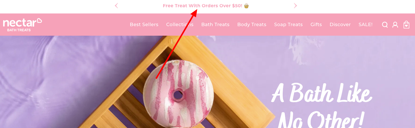nectar bath treats free gift with purchase banner
