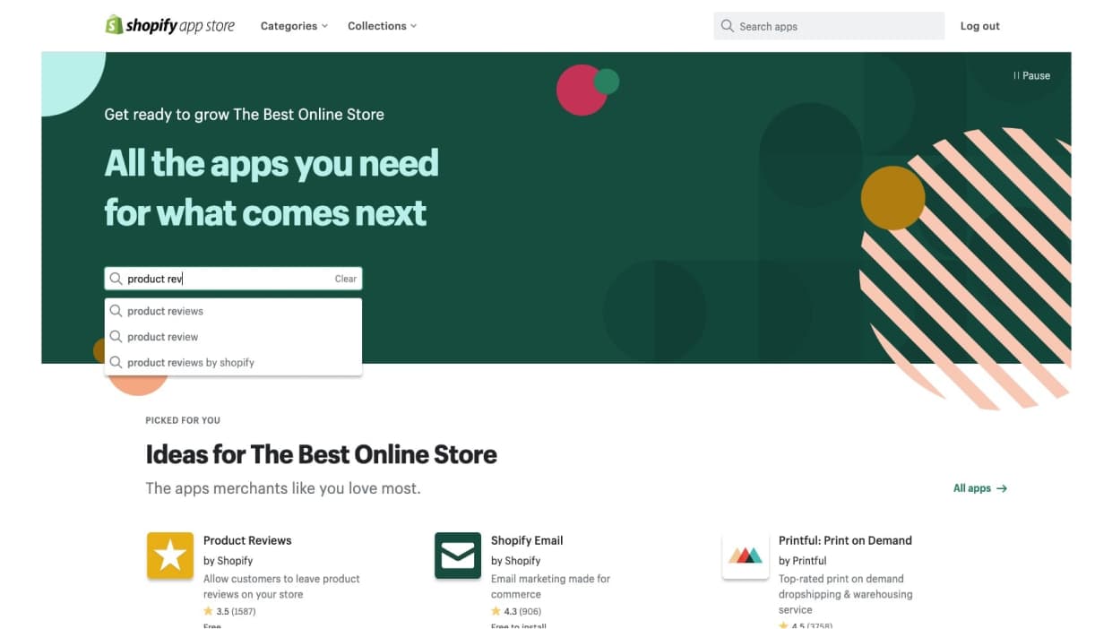 shopify app store search product reviews