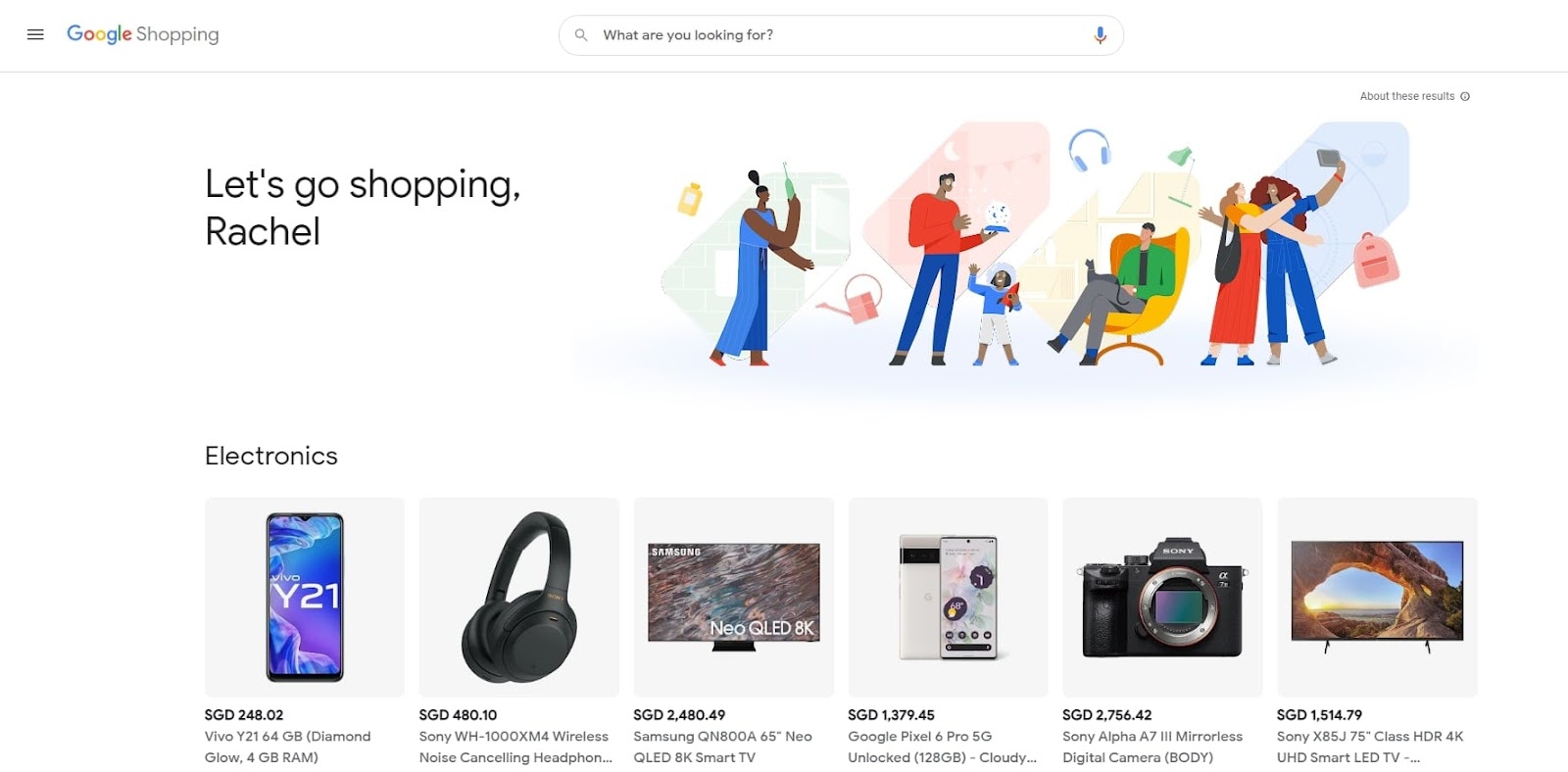 google shopping homepage