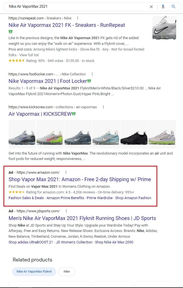 google search ads for amazon listing
