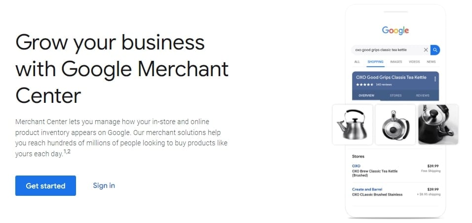google merchant center account set up