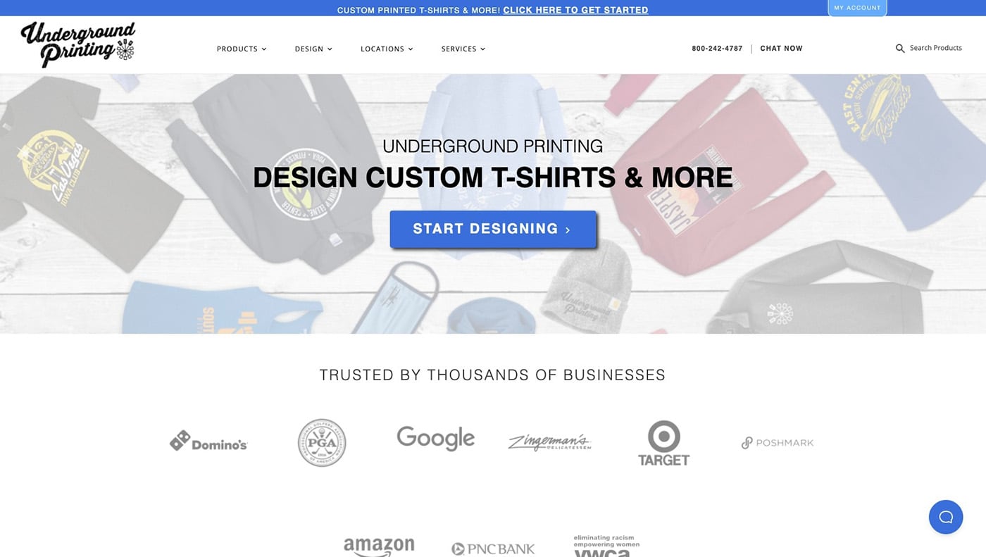 underground printing homepage shopify t-shirts stores