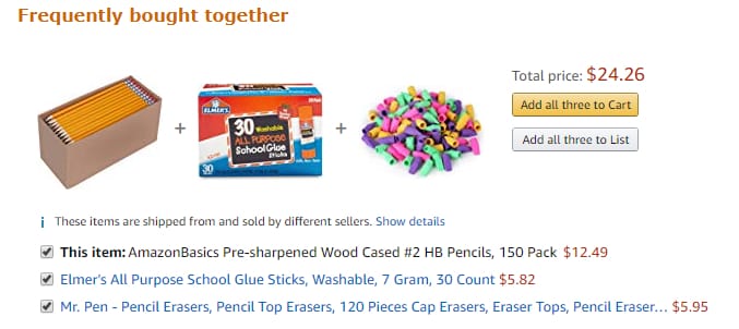 amazon frequently bought together product suggestions