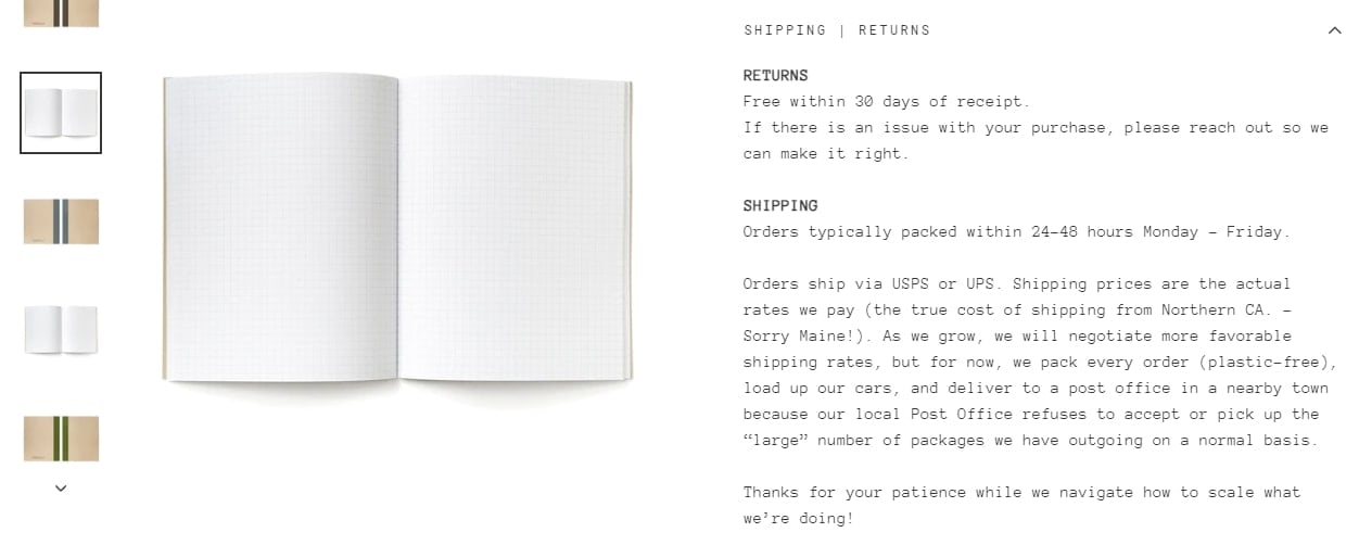 wisdom supply product page shipping returns details