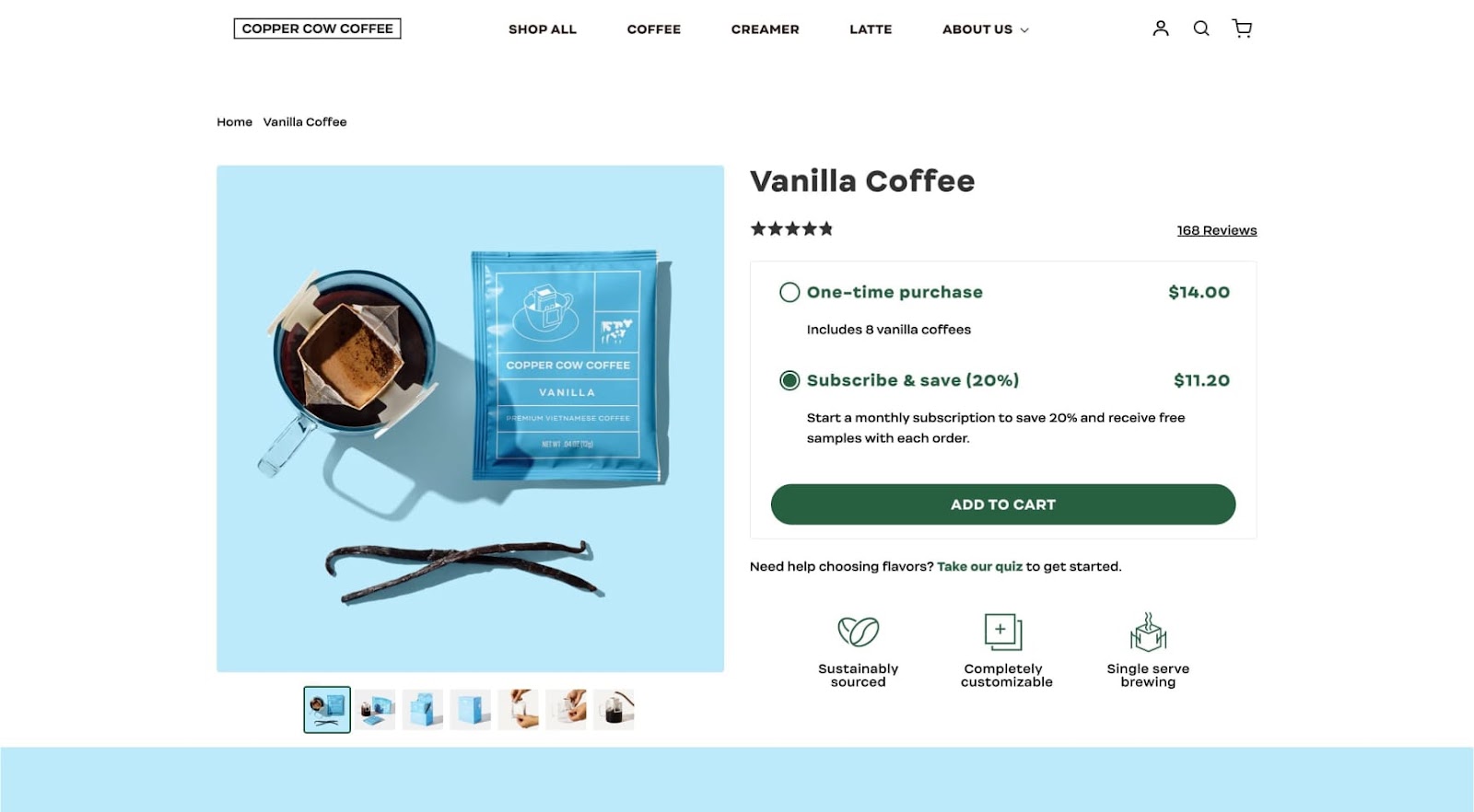 copper cow vanilla coffee product page square images