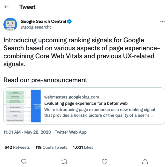 Tweet from Google Search Central