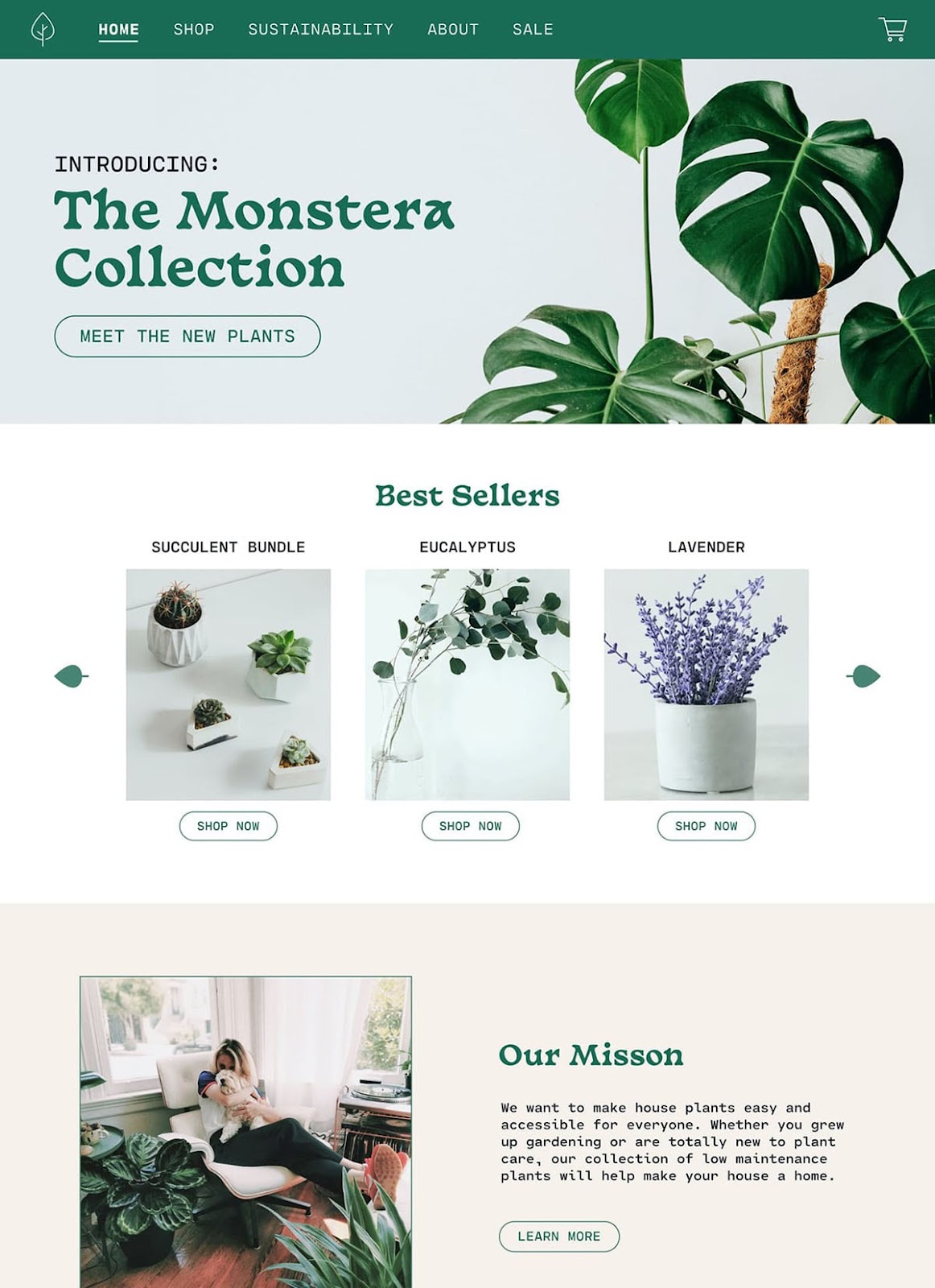 plant homepage mockup