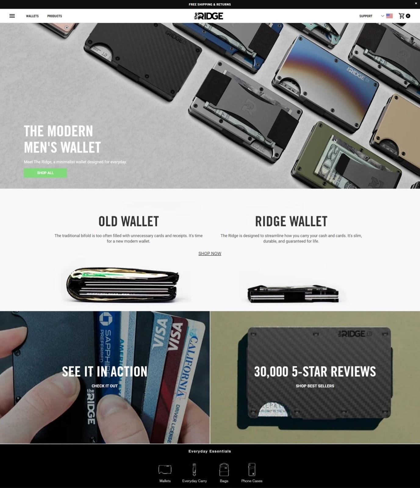 product landing page the ridge wallet comparison with regular wallets