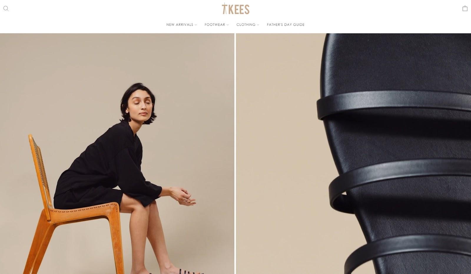 tkees sandal product landing page above the fold video