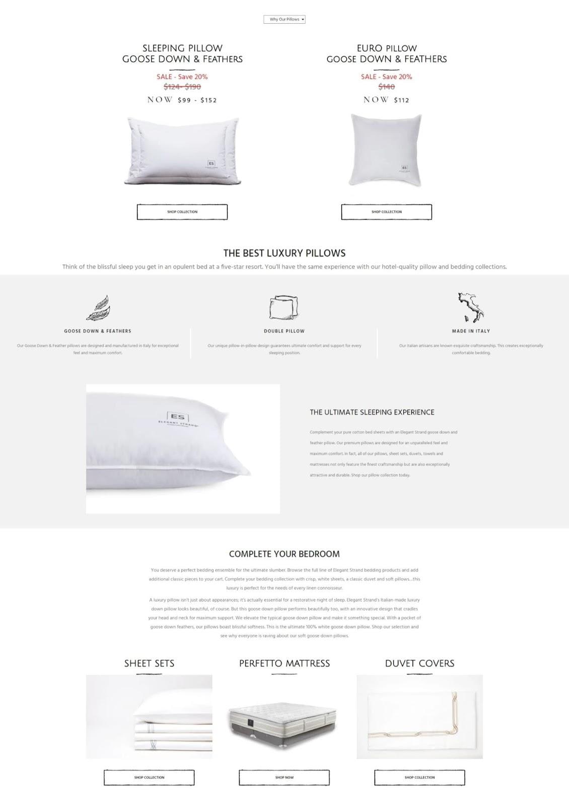 elegant strand product landing page products details