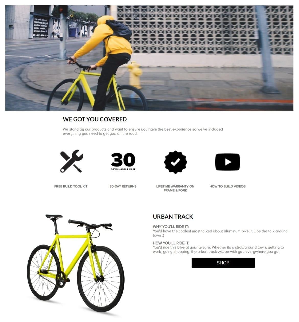 product landing page 6ku bike details cta to product page