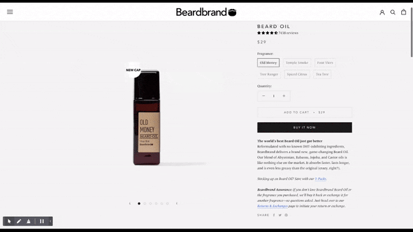 beardbrand beard oil scroll product page