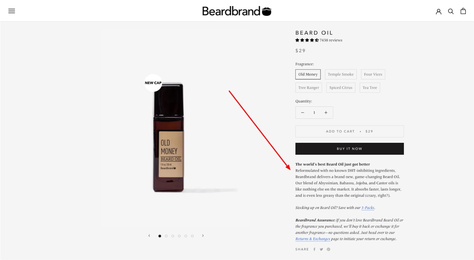 beardbrand product description beard oil product page