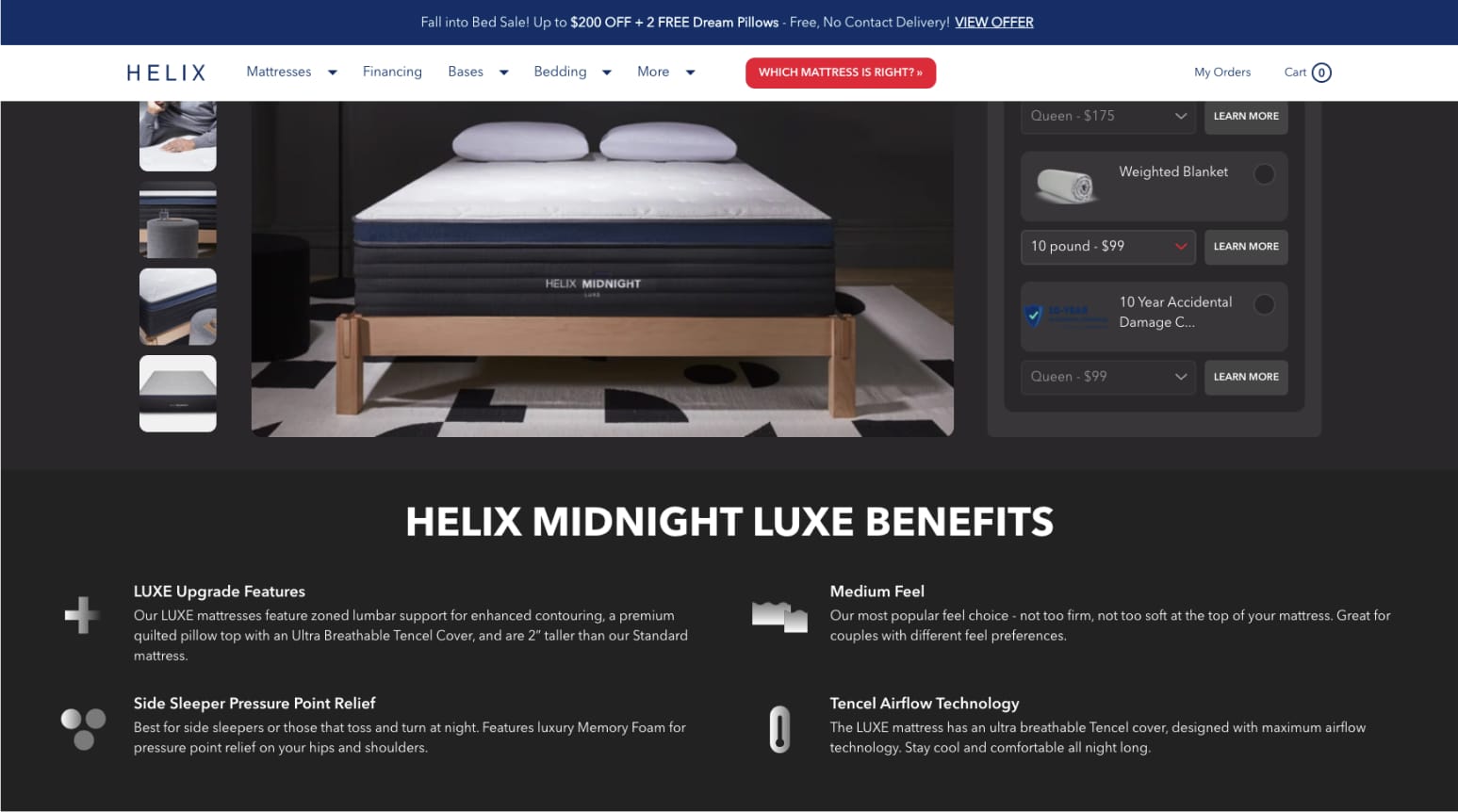 helix midnight luxe benefits product page product description