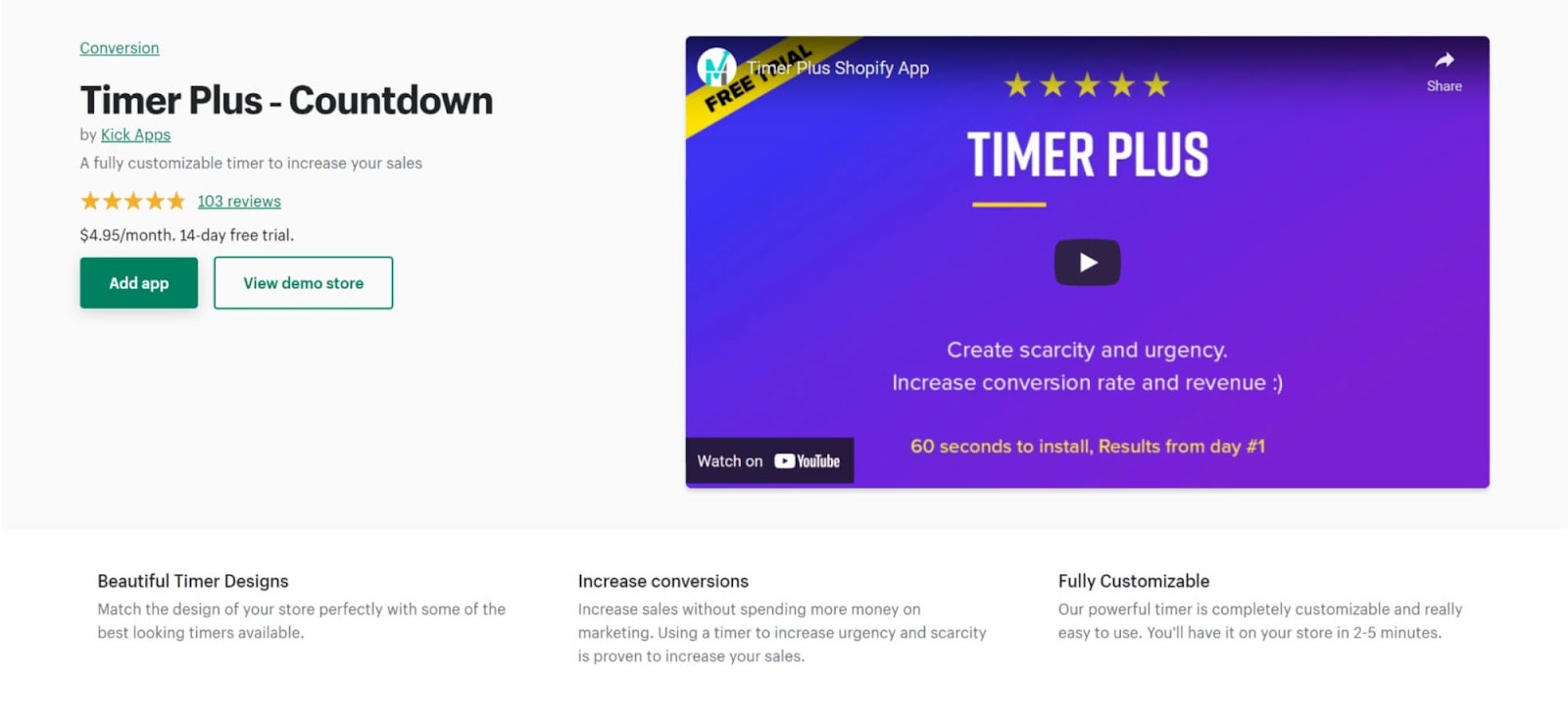 timer plus shopify countdown timer app