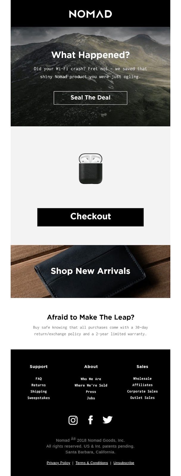 nomad goods email marketing example