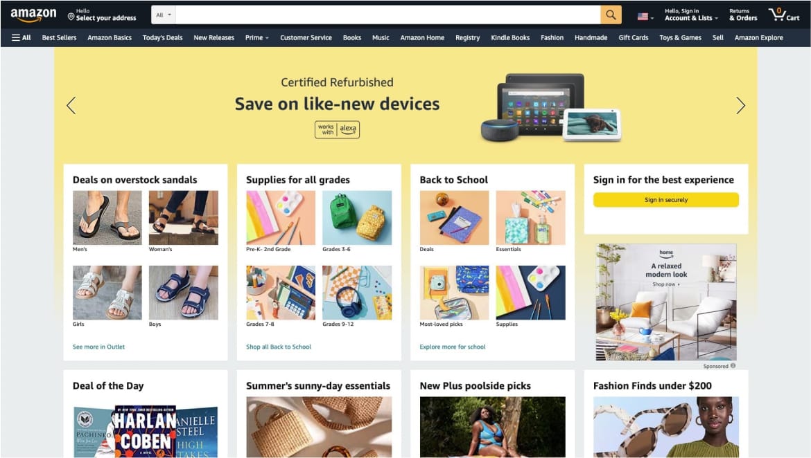 amazon marketplace online selling site homepage