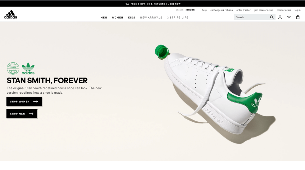 adidas homepage desktop pwa