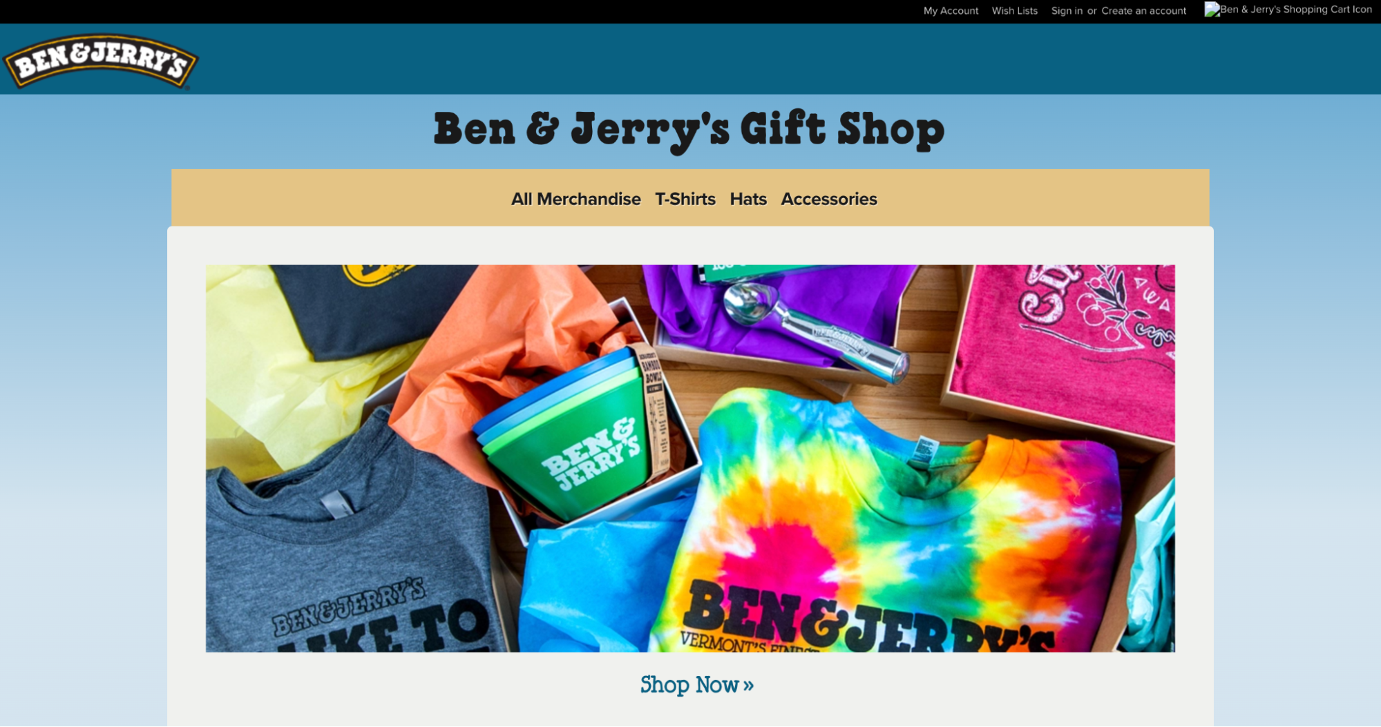 Ben and Jerrys GIft Shop BigCommerce site design bigcommerce site designs
