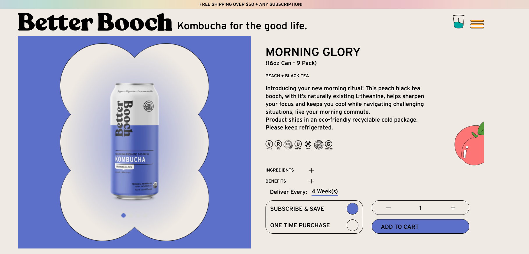 Better Booch product page ecommerce checkout