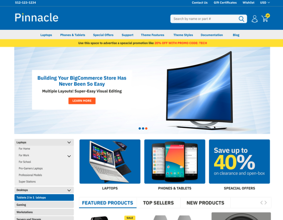 BigCommerce theme Pinnacle Tech bigcommerce themes