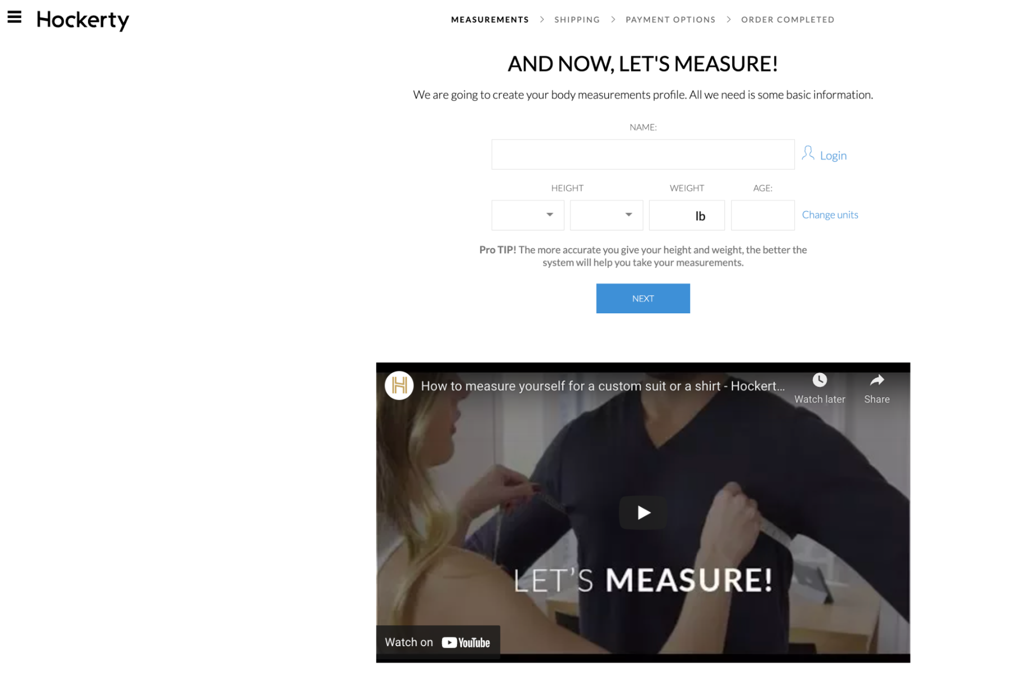 Hockerty suit measurement tool direct-to-consumer brands