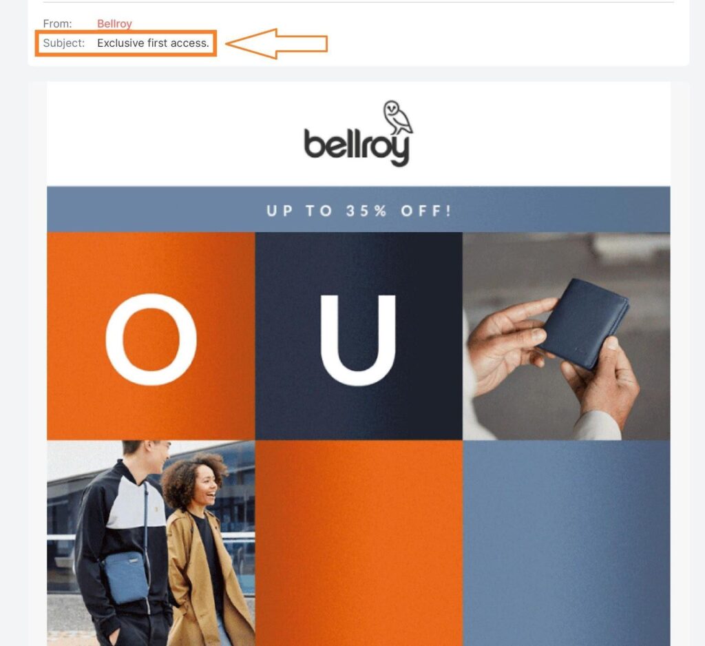 bellroy email subject line newsletter open rates
