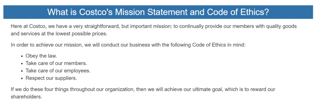 costco Mission Statement Examples mission statement examples