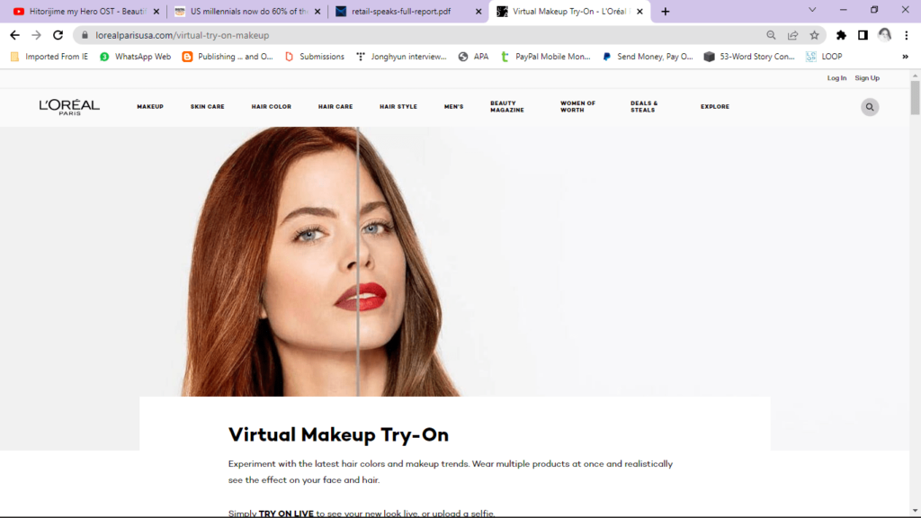 loreal virtual makeup tryon ecommerce merchandising